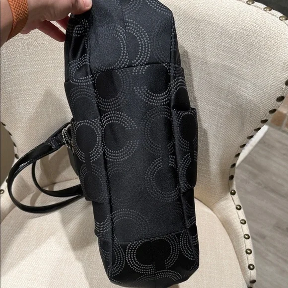 Coach Maggie Signature Optic canvas Link Chain Black/Gray Handbag Shoulder Bag - Picture 5 of 12